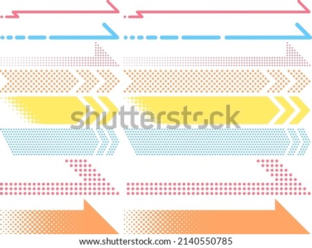 Illustration set of various digital style arrows in two lengths
