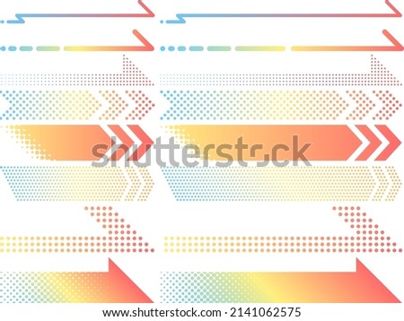 Illustration set of various digital style gradient color arrows