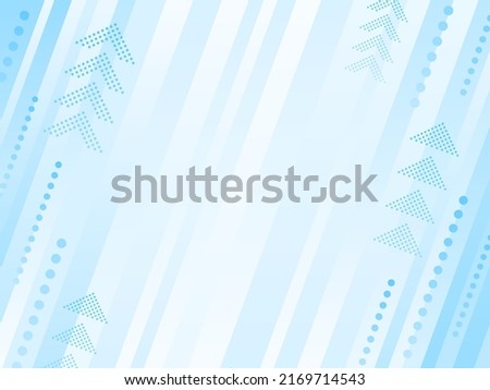 Frame illustration of light blue diagonal stripes and arrows rising to the right