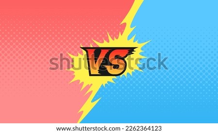 Illustration of lightning and comic style “VS” text on red and blue split battle background