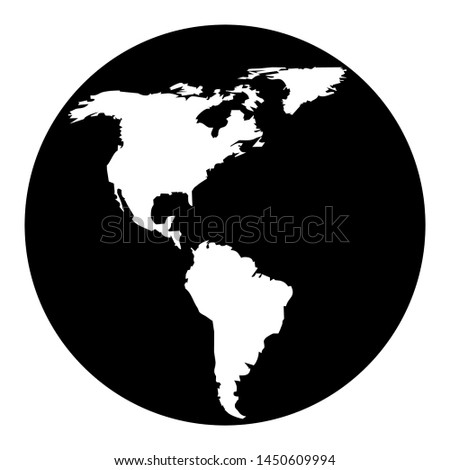 black america continent map in a globe vector illustration isolated on a white background