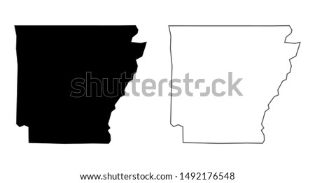Arkansas state vector map - Blank Arkansas US State vector blank solid black and outline isolated on white background