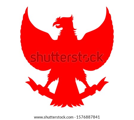 Garuda Pancasila Indonesia Vector Silhouette in Red Color Isolated on White
