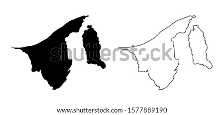 Brunei Darussalam Map - vector blank map of Brunei Darussalam Black Silhouette and Outline Isolated on White