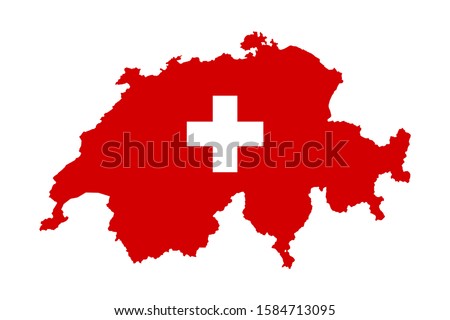 Switzerland Map Flag Vector Illustration Isolated on White