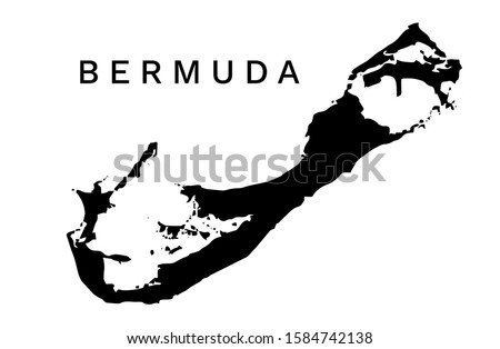 Bermuda Island Map Vector Blank Silhouette Isolated on White