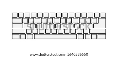 Qwerty Keyboard Layout Vector Outline Isolated on White