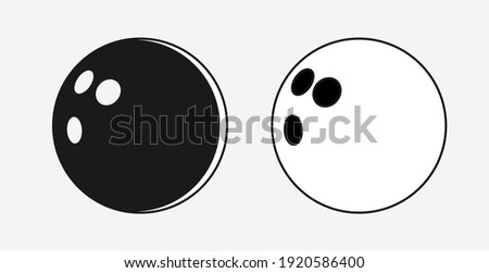 Bowling Ball Icon Vector Black Silhouette and Outline