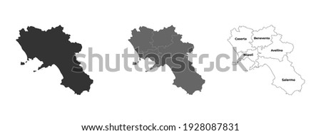 campania italy blank map vector black silhouette and outline isolate on white Foto d'archivio © 