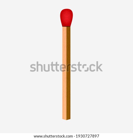 Wood Match Stick - Realistic Red Wooden Match Stick Vector Isolated on White