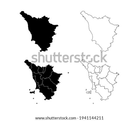 Tuscany Italy Blank map black silhouette and outline border isolated on white