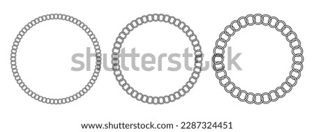 Interlocked Intertwined Circle Rope Pattern Frame Border Background Vector Illustration