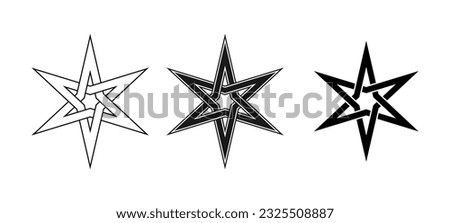 Interlocked 3 Points Star Knot Sign Symbol Vector Illustration