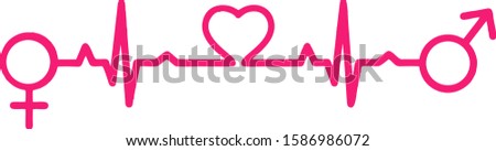 Pink Heartbeat love. Man - Woman VECTOR