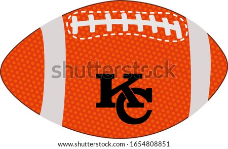 American football ball with kansas city logo. Vector illustration