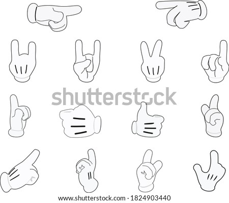 Hand and finger signs on a white background. Vector