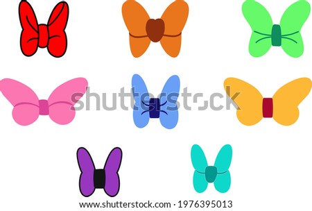 Colored Bow tie set, on white background. Suitable for printing. Vector illustration