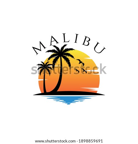 Malibu Beach theme vector logo illustrations design