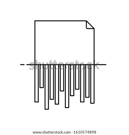 Paper shredding icon outline document  shredder vector isolated on white background