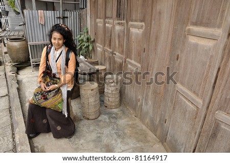 Beautiful Pretty Sit Women Wood House Asia