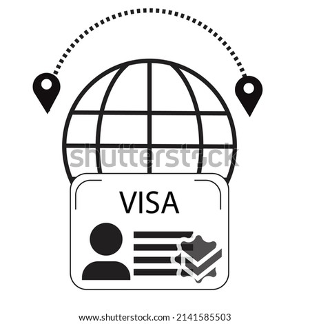 Immigration visa with globe. Concept of travel to the world - Tourism Illustration - vector icon 
