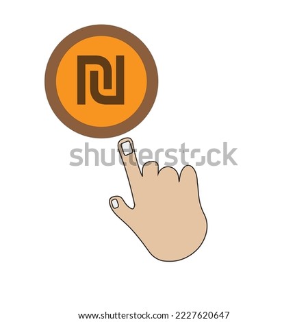 Selecting rupee Coin with hand - Financial illustration - money vector 