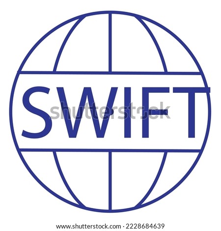 The SWIFT words written on a globe - FInancial Illustration, communication protocol vector - Framework icon  