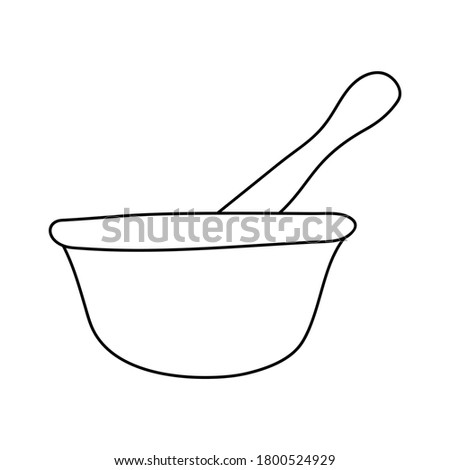 MORTAR FOR GRINDING HERBS ON A WHITE BACKGROUND IN THE VECTOR