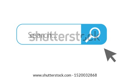 Search bar field. Vector interface element with search button. Flat vector illustration on white background.
