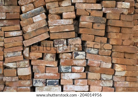 Bricks stacked in piles /Bricks background