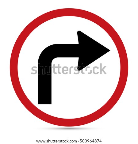 Traffic Sign, Turn right ahead sign on white background, Vector EPS10