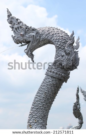 Dragon, Naga , Big snake statue and water