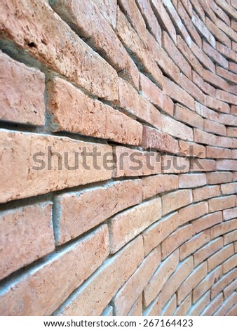 Background of brick wall lay in cruve style and select focus
