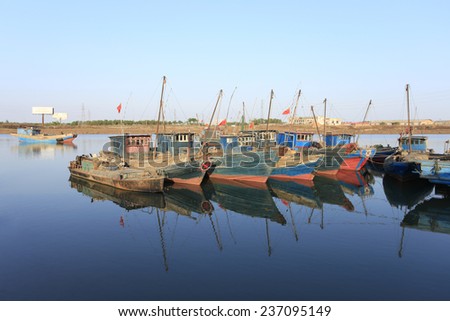 The fishing boat of the sea, very quiet