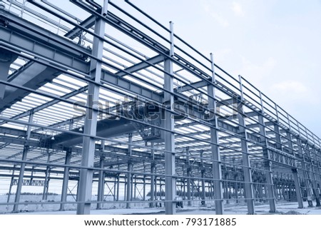 Similar – Image, Stock Photo Metal frame construction of the building against the sky