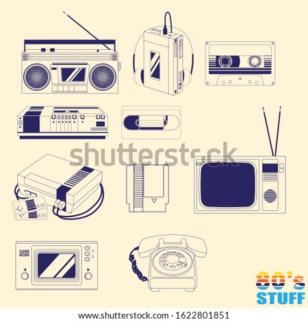 80 stuff version 1 outline style vector illustration