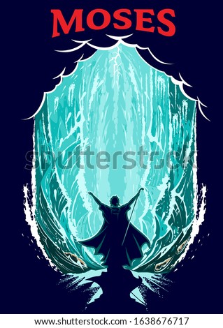 Moses parting the Red Sea vector illustration
for poster, t-shirt graphic, logo or any other purpose