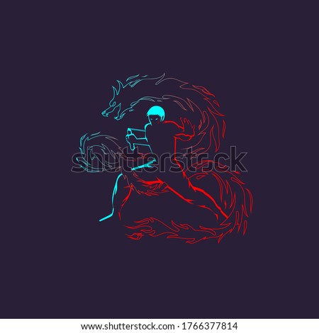 Kungfu Man vector version 2 symbol
martial artist with double stick or nunchaku and letter B Dragon