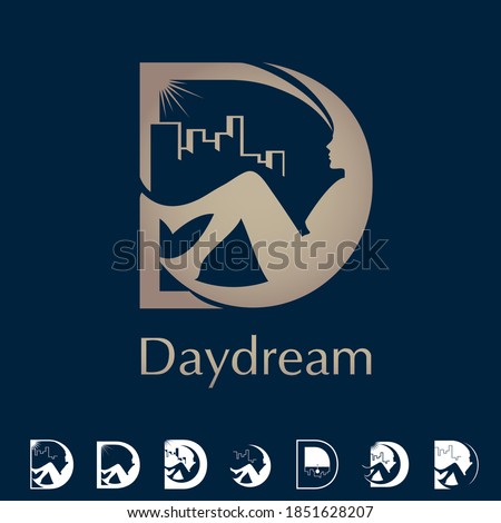 D letter based symbol Daydream concept vector set