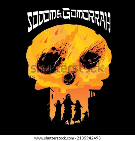 from biblical event Sodom and Gomorrah skull shape illustration in vector format