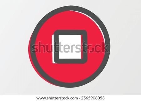 An artistic red outline stop icon. Designed with handrawn style outline style 