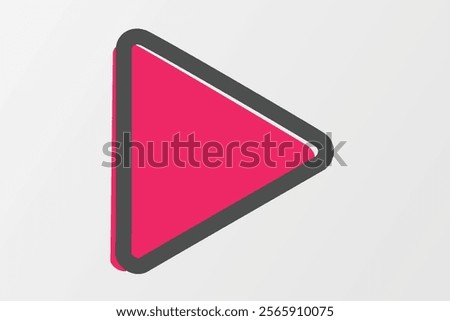 An artistic magenta outline play icon. Designed with handrawn style outline style 