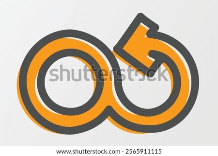 An artistic yellow outline loop icon. Designed with handrawn style outline style 