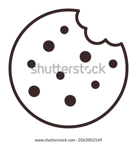 Bited Cookie with chocolate crumb Icon. Flat Style. Traditional chocolate chip cookie for logo, sticker, print, label, recipe, menu, package, bakery design and decoration