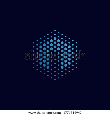 Letter n pixel logo hexagon blue color. Technology, business, and digital logotype vector illustration