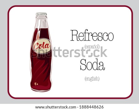 Soda cola vintage vector illustration. Refresco de Cola en vectores. Classic  Soda bottle .