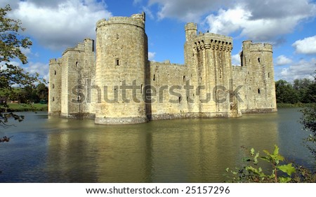 Castle. Keep. Fortification surrounded with moat. Landmark. Historical tourist’s attraction in England