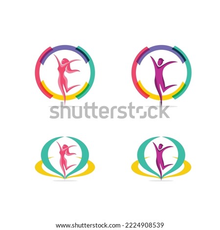 Freedom people logo silhouette with powerfull wheat of peace. Icon for humanity empowerment and gender equality emancipation campaign. Can apply to body beauty and health care, poster web site element