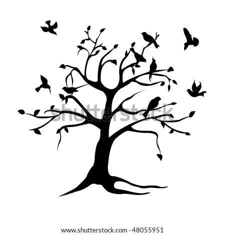 Tree, Bird Silhouette Stock Vector Illustration 48055951 : Shutterstock