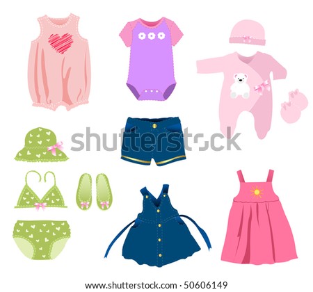 Baby Girl Elements, Clothes Stock Vector Illustration 50606149 ...
